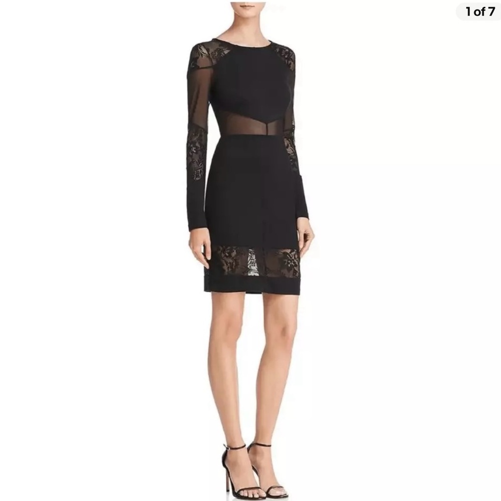 French Connection  Dress Tatlin Black Lace Trim Party Dress Size 12 Whimsigoth